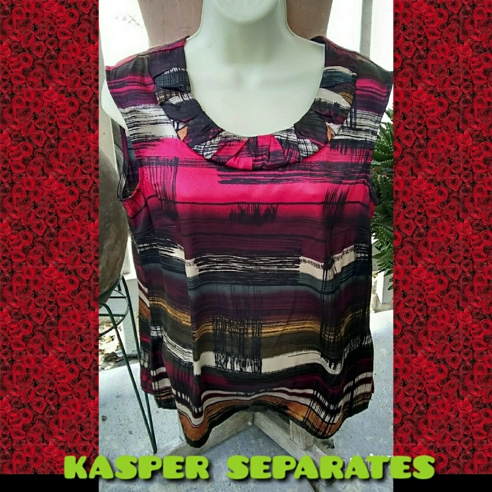 KASPER SEPARATES ABSTRACT PRINT TANK TOP